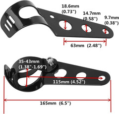 Motorcycle Headlight Mount Brackets 33-43mm Fork Ear Clamp Universal Black