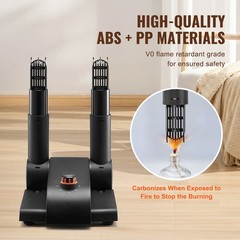 VEVOR 180° Foldable 2-Tube Shoe Dryer Boot Dryer with Heat Blower Black & Orange