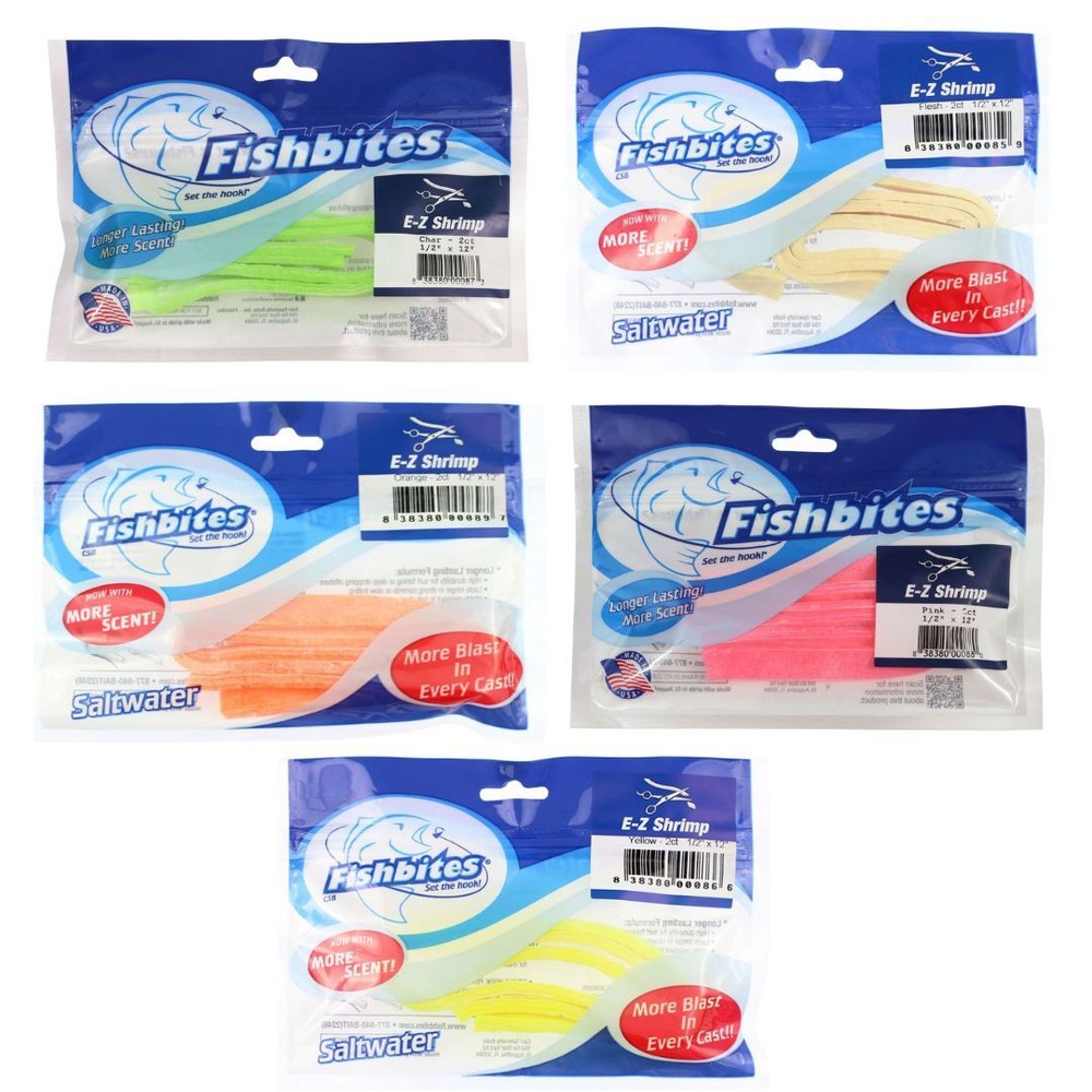 Fishbites E-Z Shrimp .5&Prime; x 12&Prime; Long-Lasting Saltwater Fishing Lure