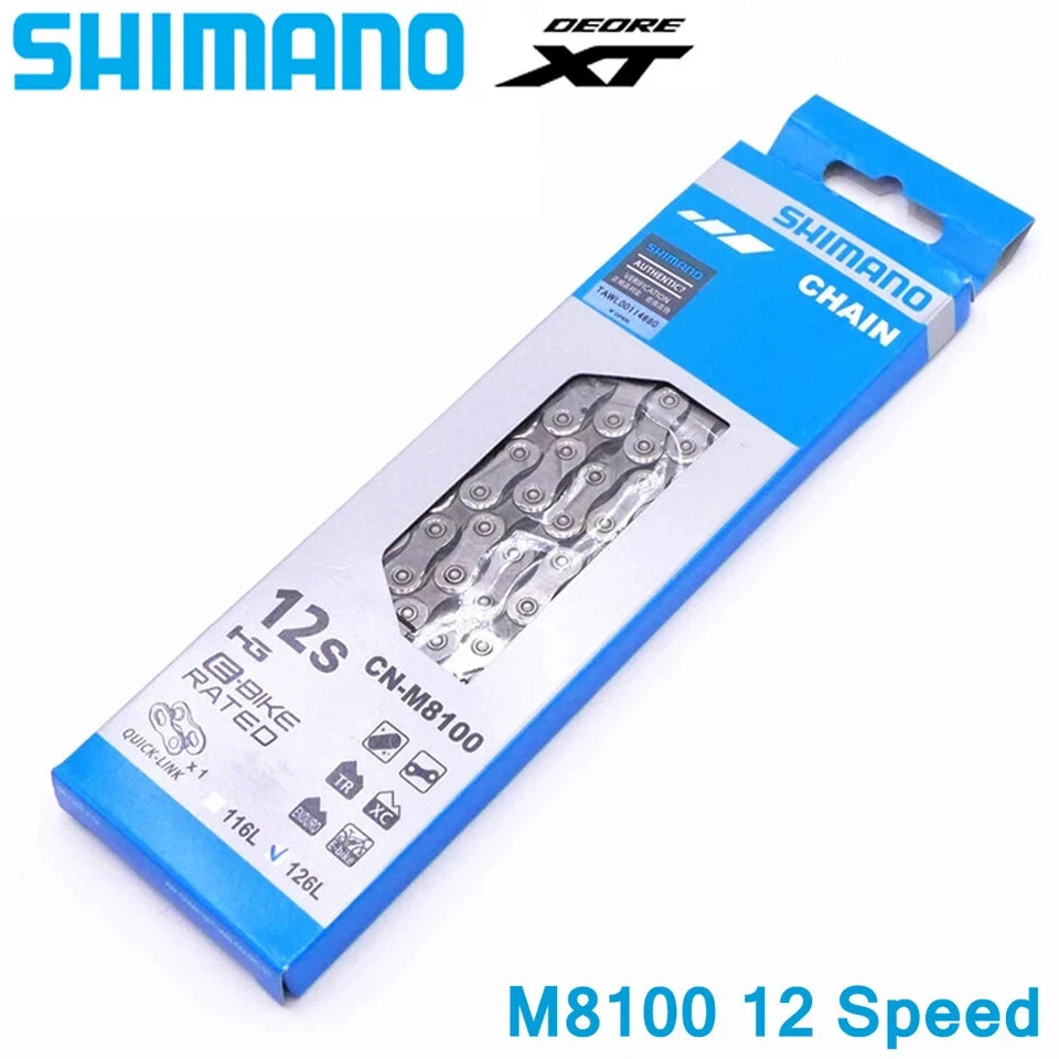 Shimano DEORE XT CN-M8100 12-Speed MTB E-Bike Chain 126 Links Quick Link