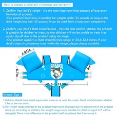 Kids Swim Vest Life Jacket for 30-55 Pounds Boys and Girls 2-7 Toddler Floaties