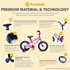 RoyalBaby Rocket Outdoor Children&rsquo;s Bike with Training Wheels, 12 Inch, Pink