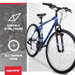 Huffy 26” Rock Creek Mountain Bike, Fits Riders 60”+, Blue, Adult, Men’s