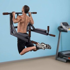 Wall Mount Chin Up Bar Power Pull Up Home Gym Fitness Dip Station Equipment