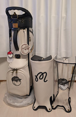Malbon Golf Caddy Bag color White artificial leather with 2 hood covers JP