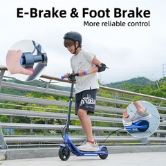Kids Electric Scooter 150W Age 6-14 Kick E-Scooter Adjustable Height 3 Speed LED