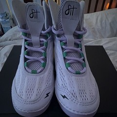 RUDIS Bullpen Wrestling Shoes White/Purple/Green High Top US W 8.5 w/ Box