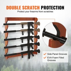 VEVOE Gun Rack 5-Slot Wood Gun Rack Wall Mount Gun Display Rack holds 5 Rifles
