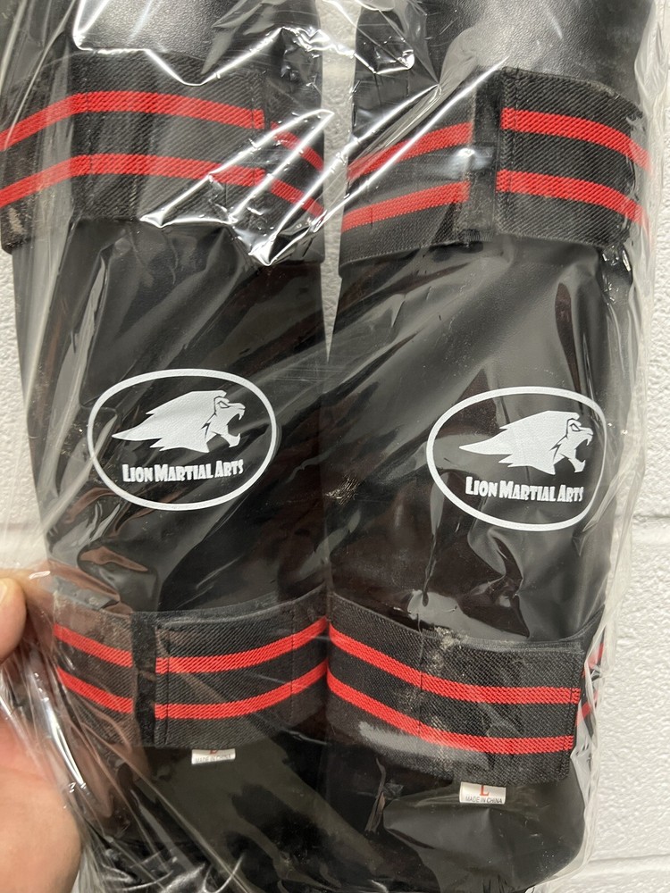 NEW!! Lion Martial Arts Vinyl Shin Instep Guard Mixed Martial Arts – Large Black
