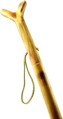 55&Prime; Natural Wood Walking Stick with V Yoke for Rifle, Steel Spike & Metal
