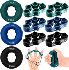 FitBeast Grip Strength Trainer, Finger Exerciser, Forearm Strengthener 9-Piece