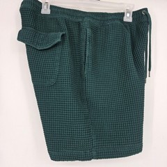 Negative Space Shorts Mens XL Waffle Weave Green Casual Preppy Drawstring