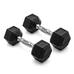 CAP Barbell, 10lb Coated Rubber Hex Dumbbell, Pair (No-Roll Design, Ergonomic St