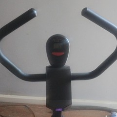 Fitnation Upright Exercise Bike Purple Adjustable Seat LCD-Display Time Calories