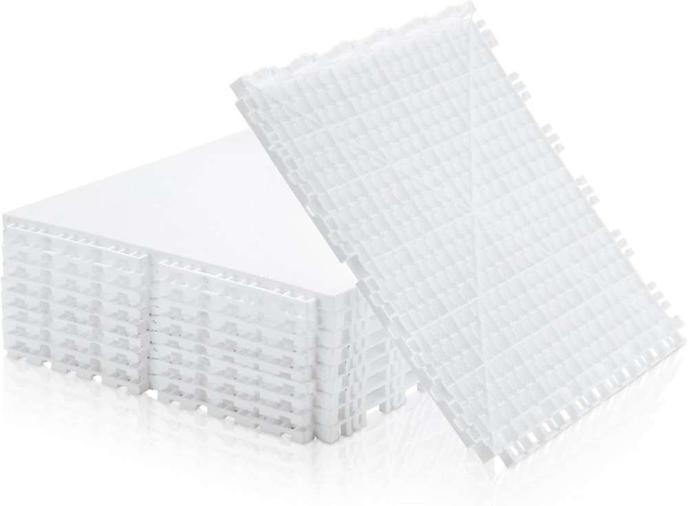 10 Pack Synthetic Ice Tiles – 12×12 Inch Dryland Hockey Floor Mat – White Interl