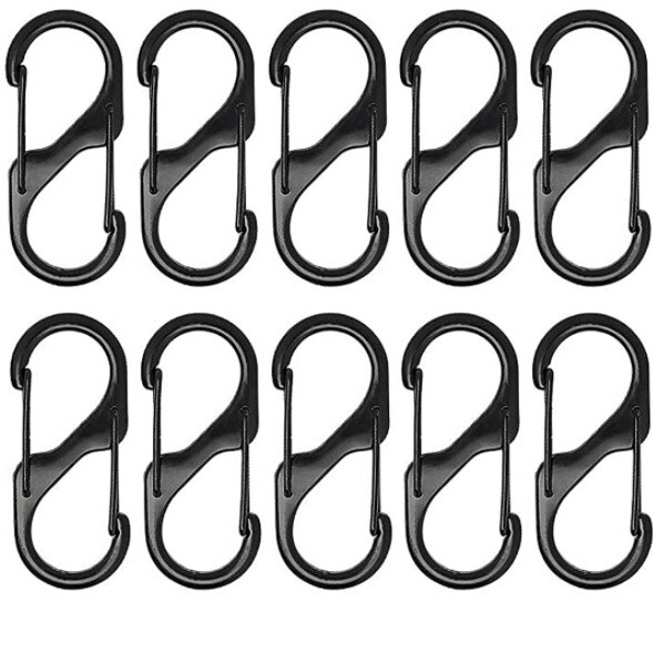 10 Pcs Black Small Zinc Alloy 1.6in Chain Buckle Tool Pry Key Chain