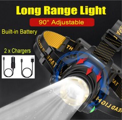 9900000LM USB Rechargeable Zoomable Headlamp Home Outdoor Use Hiking Headlight