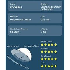ROCKBROS Cycling Cap Bike Sun Hat Sweat Wicking Summer Sports Bicycle Riding Cap