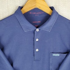 B DRADDY Size Medium Mens Polo Shirt Pocketed Blue Pima Cotton/Spandex Golf
