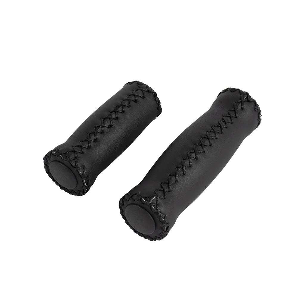 NEW! ABSOLUTE 131MM LONG BICYCLE HANDLEBAR GRIPS ARTIFICIAL LEATHER BLACK.