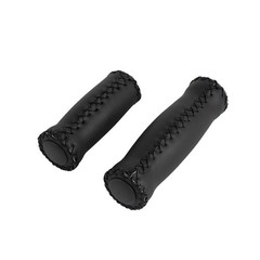 NEW! ABSOLUTE 131MM LONG BICYCLE HANDLEBAR GRIPS ARTIFICIAL LEATHER BLACK.