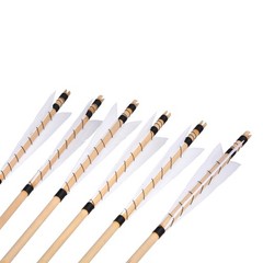 12X 32&Prime; Archery Feather Wooden Arrows Traditional Longbow Recurve Bow Hunting