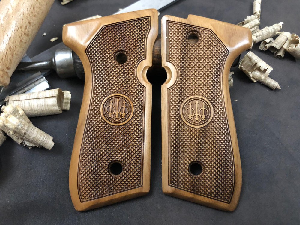 Beretta 92F, 92FS, M9, 96 Walnut Wood Grips. Handmade A Quality. US Based Seller