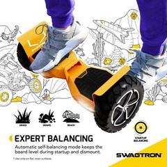Swagtron T6 Off Road 10&Prime; Hoverboard Bluetooth 12 Mph 600W 420 lb Weight Limit UL