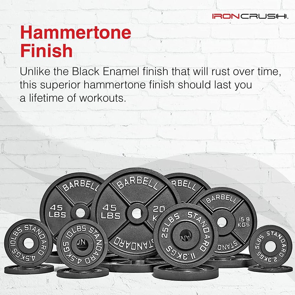Cast Iron Olympic Weight Plates 2.5LB–45LB, 2-inch Hole & Anti-Rust Hammertone