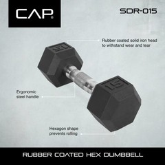 Set of 2 CAP Barbell Rubber-Coated Hex Dumbbells