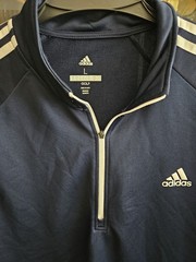 Adidas Golf Men&rsquo;s L Blue/White 1/4 Zip Mock Neck Long Sleeve Polo