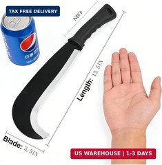 Small Machete Sickle Tool, 13.5-Inch Garden Knife with Curved Blade for Weeding,