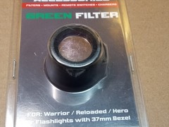 2 Green Flashlight Filters For Warrior, Reloaded, Hero Flashlights 37mm Bezel