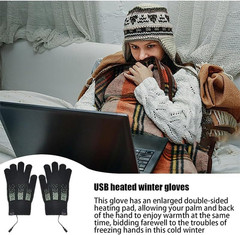 Heated Gloves Electric Rechargeable Battery Hand Warm Windproof Thermal Winter