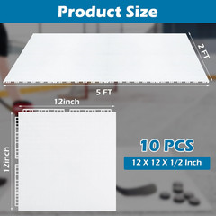10 Pack Synthetic Ice Tiles – 12×12 Inch Dryland Hockey Floor Mat – White Interl