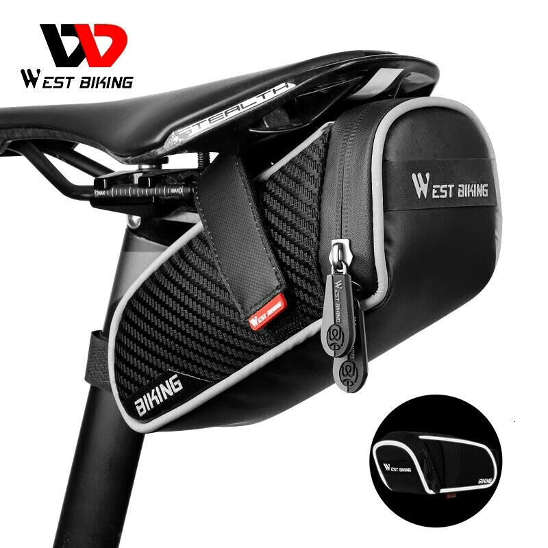 WEST BIKING Waterproof Bicycle Saddle Bag MTB Road Bike Cycling Seat Tail Bag