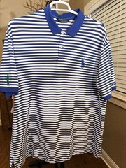 RL POLO GOLF Men’s XXL Blue Stripe Cotton And Elastane Pro Fit Shirt