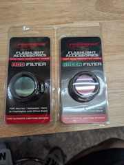 New Powertac 37mm Slip On Lens Color Flashlight Filter Red & Green 2 Piece