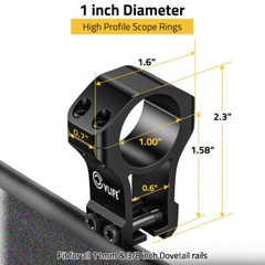 High Profile 1inch Diameter Rings Scope Mount for 3/8 inch or 11mm Dovetail Rail