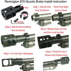 12 Gauge Remington 870 Aluminum Muzzle Brake Reduce up to 2/3 Recoil