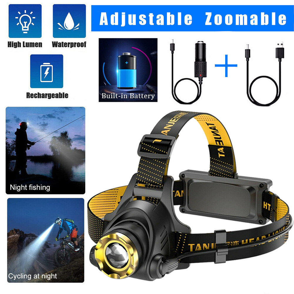 9900000LM USB Rechargeable Zoomable Headlamp Home Outdoor Use Hiking Headlight