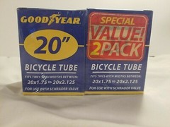 Goodyear 20&Prime; Bicycle Bike Tire Tube 2 Pack New In Box 20 x 1.75 To 20 x 2.125