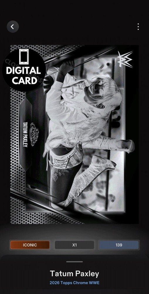 DIGITAL TOPPS WWE SLAM TATUM PAXLEY ICONIC CHROME 26 NEGATIVE BASE FLASH PACK