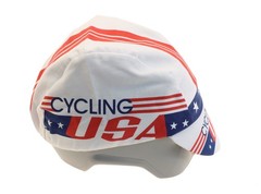 Pace Cycling Cap Cycling USA 100% Cotton Twill White Red Blue Made in USA NEW