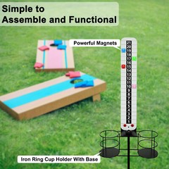 Metal Cornhole Scoreboard with Drink Holders CornHole Score Keeper with Magnetic