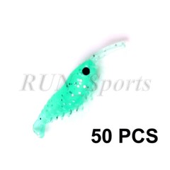 50 PCS 3 cm Small Light Worm Fishing Lure Soft Grass Shrimp Bait Glow Prawn Carp