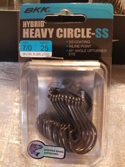 BKK Hybrid Heavy Circle SS Coated Hooks Inline Point 45° Angle Upturned Eye 7/0
