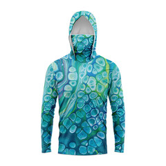 Men UPF 50+ Fishing Hoodie Shirt Long Sleeve Camo Hunting Sun Protection Mask