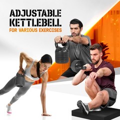 Ergonomic 20-40 LB Adjustable Kettlebell – Cast Iron for Home Workouts