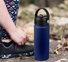 Modern Black Straw Lid with Flexible Handle for Hydro Flask Wide Mouth Bottles